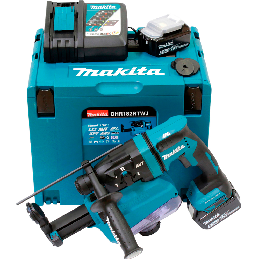 Аккумуляторный перфоратор с системой пылеудаления Makita DHR182RTWJ