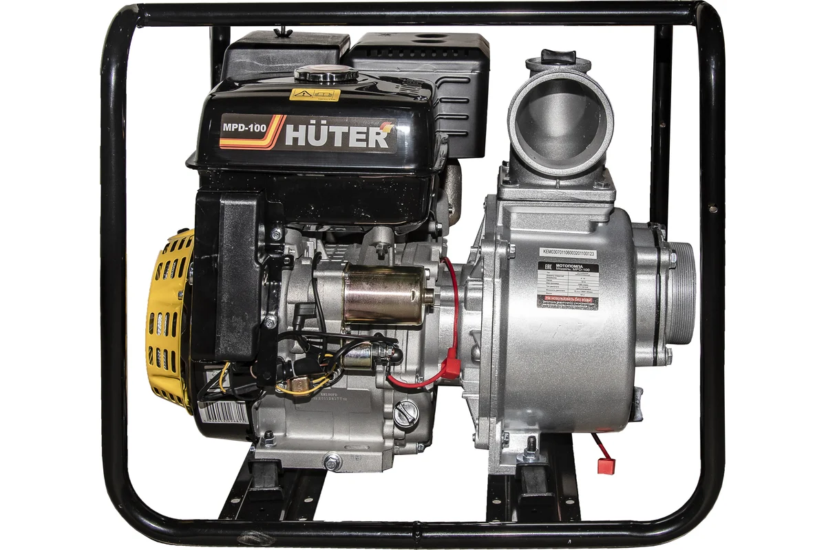 Мотопомпа Huter MPD-100 для грязной воды Ø100мм (32 метра в.с, 108м3/ч, 1800л/мин)